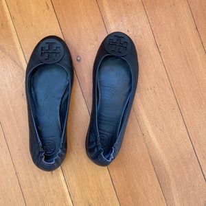 Tory Burch - Black Minnie Travel Ballet Leather Flats - Size 7